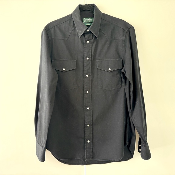 Gitman Brothers Vintage Western Snap Shirt in Black Oxford - Picture 1 of 2